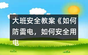 大班安全教案《如何防雷電，如何安全用電》反思