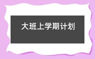 大班上學(xué)期計劃