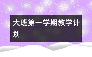 大班第一學期教學計劃