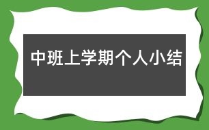 中班上學期個人小結(jié)