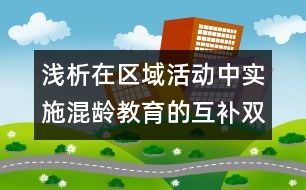 淺析在區(qū)域活動中實施混齡教育的互補雙贏關系