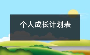 個人成長計(jì)劃表
