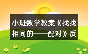 小班數(shù)學(xué)教案《找找相同的――配對》反思