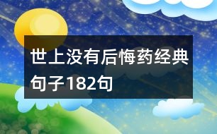 世上沒(méi)有后悔藥經(jīng)典句子182句