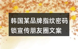 韓國某品牌指紋、密碼鎖宣傳朋友圈文案33句