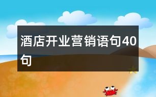 酒店開(kāi)業(yè)營(yíng)銷(xiāo)語(yǔ)句40句