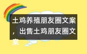 土雞養(yǎng)殖朋友圈文案，出售土雞朋友圈文案37句