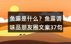 魚露是什么？魚露調(diào)味品朋友圈文案37句