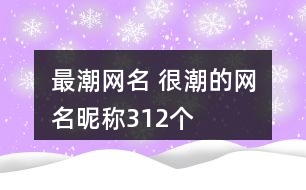 最潮網(wǎng)名 很潮的網(wǎng)名昵稱312個(gè)