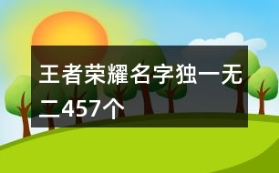 王者榮耀名字獨(dú)一無二457個(gè)