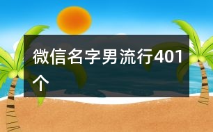 微信名字男流行401個