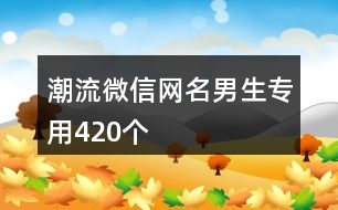 潮流微信網(wǎng)名男生專用420個(gè)
