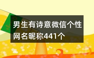 男生有詩意微信個(gè)性網(wǎng)名昵稱441個(gè)
