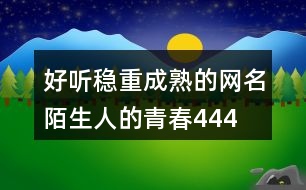 好聽(tīng)穩(wěn)重成熟的網(wǎng)名—陌生人的青春444個(gè)