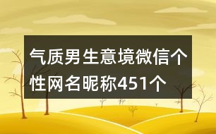 氣質男生意境微信個性網(wǎng)名昵稱451個