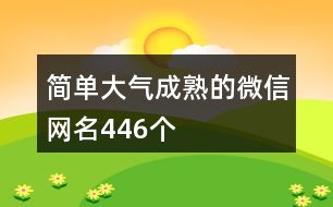 簡單大氣成熟的微信網(wǎng)名446個(gè)