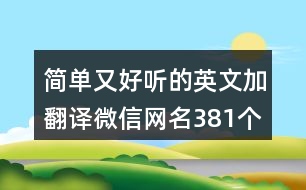 簡單又好聽的英文加翻譯微信網名381個