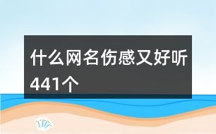 什么網(wǎng)名傷感又好聽(tīng)441個(gè)