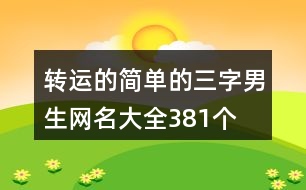 轉(zhuǎn)運(yùn)的簡單的三字男生網(wǎng)名大全381個