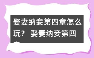 娶妻納妾第四章怎么玩？ 娶妻納妾第四章攻略