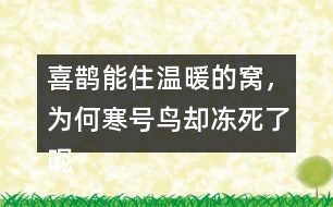 喜鵲能住溫暖的窩，為何寒號(hào)鳥卻凍死了呢？