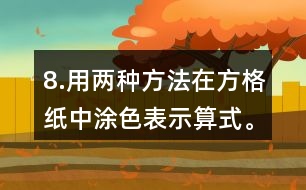 8.用兩種方法在方格紙中涂色表示算式。