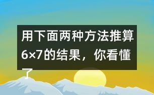 用下面兩種方法推算6×7的結(jié)果，你看懂了嗎？說(shuō)一說(shuō)，填一填。