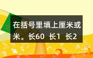 在括號里填上厘米或米。長60（  ）長1（  ）長28（  ）