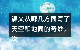 課文從哪幾方面寫了天空和地面的奇妙，說一說，