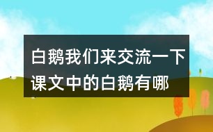 白鵝我們來交流一下,課文中的白鵝有哪些特點(diǎn)，作者是怎樣具體描寫這些特點(diǎn)的。