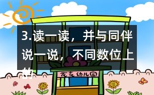 3.讀一讀，并與同伴說一說，不同數(shù)位上的“5”分表示什么?