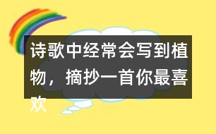 詩歌中經(jīng)常會寫到植物，摘抄一首你最喜歡的與植物有關(guān)的詩句