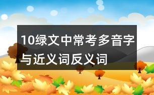 10綠文中?？级嘁糇峙c近義詞反義詞