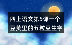 四上語(yǔ)文第5課一個(gè)豆莢里的五粒豆生字組詞帶拼音
