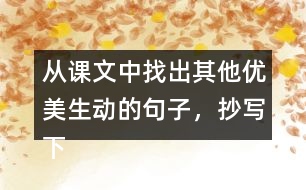 從課文中找出其他優(yōu)美生動(dòng)的句子，抄寫下來。