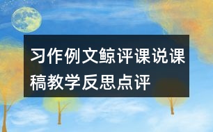 習(xí)作例文：鯨評(píng)課說課稿教學(xué)反思點(diǎn)評(píng)
