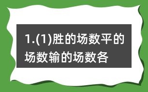 1.(1)勝的場(chǎng)數(shù)、平的場(chǎng)數(shù)、輸?shù)膱?chǎng)數(shù)各占總場(chǎng)數(shù)的幾分之幾? (2)用最簡(jiǎn)分?jǐn)?shù)表示，說(shuō)一說(shuō)你是怎樣約分的。 (3)請(qǐng)你再舉一個(gè)例子說(shuō)明約分的過(guò)程，并與同伴交流。