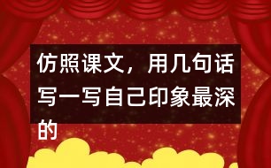 仿照課文，用幾句話(huà)寫(xiě)一寫(xiě)自己印象最深的某個(gè)景致。