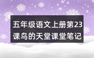 五年級(jí)語文上冊(cè)第23課鳥的天堂課堂筆記近義詞反義詞