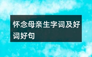 懷念母親生字詞及好詞好句