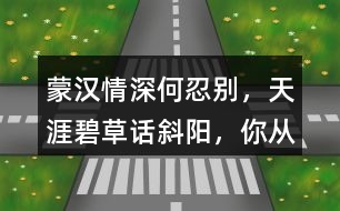 “蒙漢情深何忍別，天涯碧草話斜陽”，你從課文哪些地方體會到了“蒙漢情深” ？