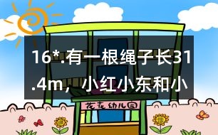16*.有一根繩子長(zhǎng)31.4m，小紅、小東和小林分別想用這根繩子在操場(chǎng)上圍出一塊地。