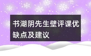 書湖陰先生壁評課優(yōu)缺點(diǎn)及建議