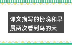課文描寫的傍晚和早晨兩次看到“鳥的天堂”的情景有何不同？