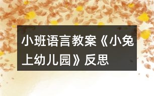 小班語(yǔ)言教案《小兔上幼兒園》反思