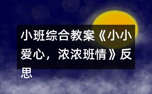 小班綜合教案《小小愛心，濃濃班情》反思