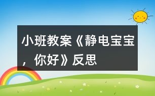 小班教案《靜電寶寶，你好》反思