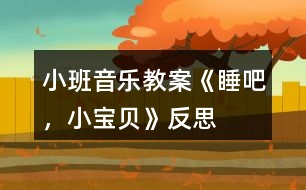小班音樂教案《睡吧，小寶貝》反思