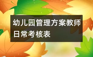幼兒園管理方案:教師日常考核表