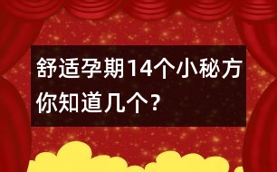 舒適孕期14個(gè)小秘方你知道幾個(gè)？